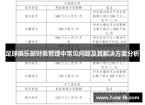 足球俱乐部财务管理中常见问题及其解决方案分析